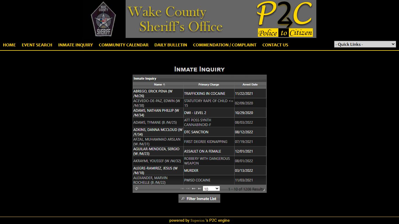 INMATE INQUIRY - Wake County Sheriff's Office P2C