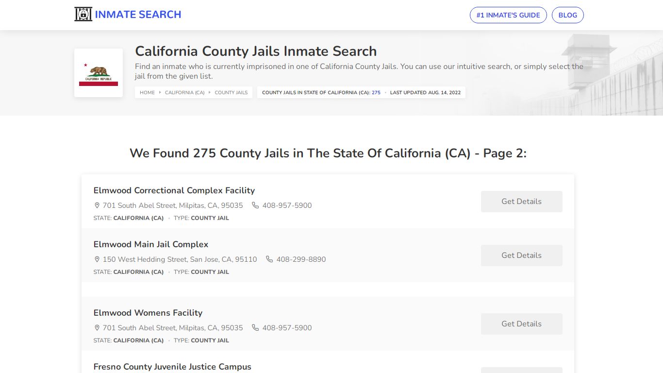 California County Jails Inmate Search